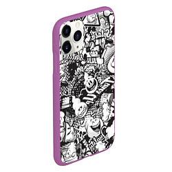 Чехол iPhone 11 Pro матовый Граффити на белом фоне, цвет: 3D-фиолетовый — фото 2