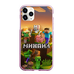 Чехол iPhone 11 Pro матовый Михаил Minecraft, цвет: 3D-розовый