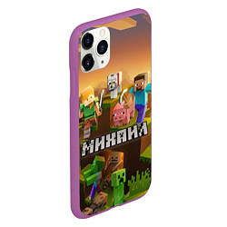 Чехол iPhone 11 Pro матовый Михаил Minecraft, цвет: 3D-фиолетовый — фото 2