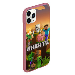 Чехол iPhone 11 Pro матовый Никита Minecraft, цвет: 3D-малиновый — фото 2