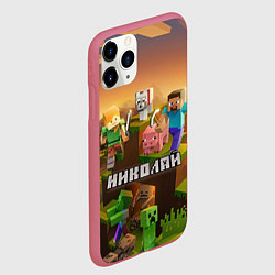 Чехол iPhone 11 Pro матовый Николай Minecraft, цвет: 3D-малиновый — фото 2