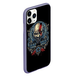 Чехол iPhone 11 Pro матовый Кратос и клики хаоса GoW Ragnarok, цвет: 3D-серый — фото 2