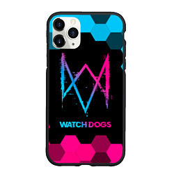 Чехол iPhone 11 Pro матовый Watch Dogs - neon gradient