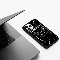 Чехол iPhone 11 Pro матовый Группа Evanescence и рок кот, цвет: 3D-черный — фото 2
