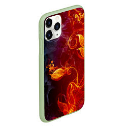 Чехол iPhone 11 Pro матовый Огненный цветок с дымом, цвет: 3D-салатовый — фото 2