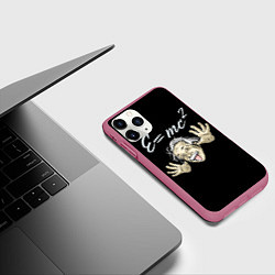 Чехол iPhone 11 Pro матовый Альберт Эйнштейн - рисунок, цвет: 3D-малиновый — фото 2