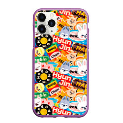 Чехол iPhone 11 Pro матовый Skzoo stickers characters, цвет: 3D-фиолетовый