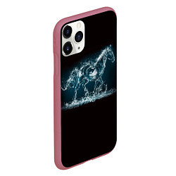 Чехол iPhone 11 Pro матовый Лошадь из водяных капель, цвет: 3D-малиновый — фото 2