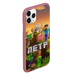 Чехол iPhone 11 Pro матовый Петр Minecraft, цвет: 3D-малиновый — фото 2