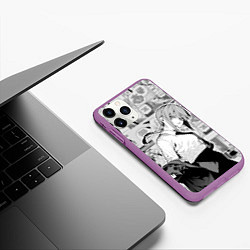 Чехол iPhone 11 Pro матовый Страницы манги - Макима - Человек бензопила, цвет: 3D-фиолетовый — фото 2