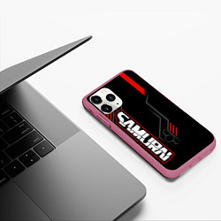 Чехол iPhone 11 Pro матовый Samurai - Красный техно - Киберпанк, цвет: 3D-малиновый — фото 2