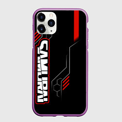 Чехол iPhone 11 Pro матовый Samurai - Красный техно - Киберпанк, цвет: 3D-фиолетовый