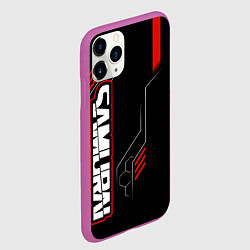 Чехол iPhone 11 Pro матовый Samurai - Красный техно - Киберпанк, цвет: 3D-фиолетовый — фото 2
