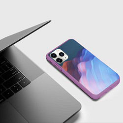 Чехол iPhone 11 Pro матовый Волнообразные абстрактные субстанции, цвет: 3D-фиолетовый — фото 2