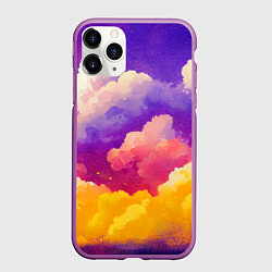 Чехол iPhone 11 Pro матовый Акварельный закат в облаках, цвет: 3D-фиолетовый