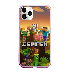 Чехол iPhone 11 Pro матовый Сергей Minecraft