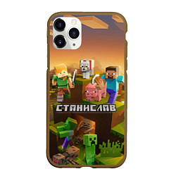 Чехол iPhone 11 Pro матовый Станислав Minecraft