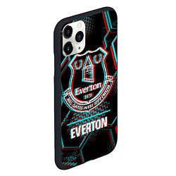 Чехол iPhone 11 Pro матовый Everton FC в стиле glitch на темном фоне, цвет: 3D-черный — фото 2