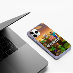 Чехол iPhone 11 Pro матовый Федор Minecraft, цвет: 3D-светло-сиреневый — фото 2