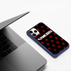 Чехол iPhone 11 Pro матовый Самурай - Киберпанк - Они, цвет: 3D-тёмно-синий — фото 2