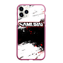 Чехол iPhone 11 Pro матовый Samurai - cyberpunk 2077 - Белый краски, цвет: 3D-малиновый
