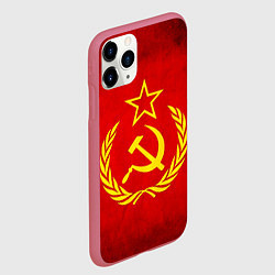Чехол iPhone 11 Pro матовый СССР - старый флаг, цвет: 3D-малиновый — фото 2