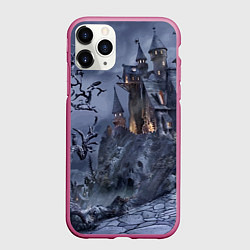 Чехол iPhone 11 Pro матовый Старый заброшенный замок - Halloween, цвет: 3D-малиновый
