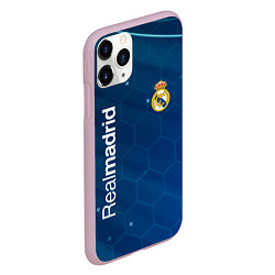 Чехол iPhone 11 Pro матовый Real madrid голубая абстракция, цвет: 3D-розовый — фото 2