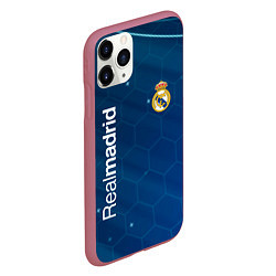 Чехол iPhone 11 Pro матовый Real madrid голубая абстракция, цвет: 3D-малиновый — фото 2