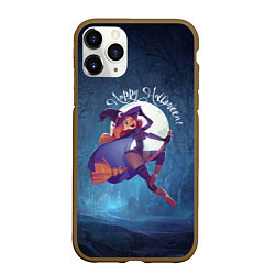 Чехол iPhone 11 Pro матовый Happy halloween - beautiful witch, цвет: 3D-коричневый