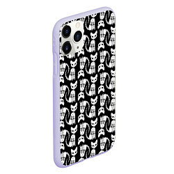 Чехол iPhone 11 Pro матовый Скелет кошки - Halloween pattern, цвет: 3D-светло-сиреневый — фото 2