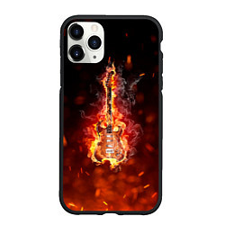Чехол iPhone 11 Pro матовый Гитара - пламя