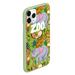 Чехол iPhone 11 Pro матовый Веселые зверюшки, цвет: 3D-салатовый — фото 2