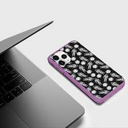 Чехол iPhone 11 Pro матовый Космонавт и планета, цвет: 3D-фиолетовый — фото 2