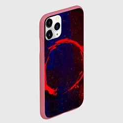 Чехол iPhone 11 Pro матовый Синий и красный абстрактный дым и краски, цвет: 3D-малиновый — фото 2