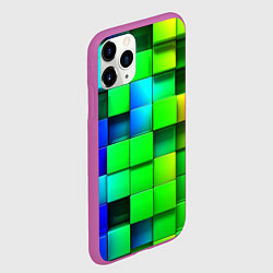 Чехол iPhone 11 Pro матовый Цветные неоновые кубы, цвет: 3D-фиолетовый — фото 2