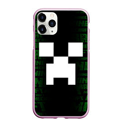 Чехол iPhone 11 Pro матовый Лицо Крипера - Майнкрафт, цвет: 3D-розовый