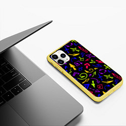 Чехол iPhone 11 Pro матовый Паттерн из разноцветных стрелочек, цвет: 3D-желтый — фото 2