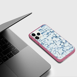 Чехол iPhone 11 Pro матовый Множество белых кубов в абстракции, цвет: 3D-малиновый — фото 2