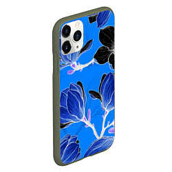 Чехол iPhone 11 Pro матовый Растительная композиция - минимализм, цвет: 3D-темно-зеленый — фото 2