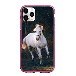 Чехол iPhone 11 Pro матовый Скачущая белая лошадь