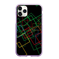 Чехол iPhone 11 Pro матовый Разноцветные квадраты, цвет: 3D-сиреневый