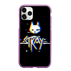 Чехол iPhone 11 Pro матовый Stray glitch logo, цвет: 3D-фиолетовый