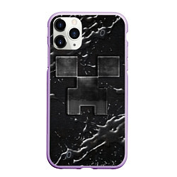 Чехол iPhone 11 Pro матовый Minecraft black, цвет: 3D-сиреневый