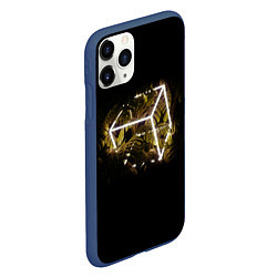Чехол iPhone 11 Pro матовый Неоновый куб среди растений, цвет: 3D-тёмно-синий — фото 2