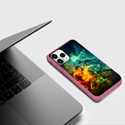 Чехол iPhone 11 Pro матовый 4 элемента - природные стихии, цвет: 3D-малиновый — фото 2