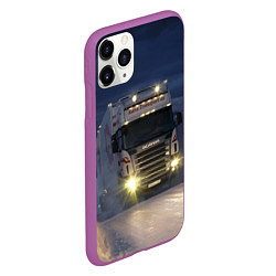 Чехол iPhone 11 Pro матовый Для фуры Scania нет преград, цвет: 3D-фиолетовый — фото 2