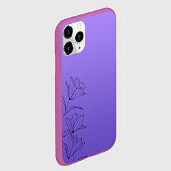 Чехол iPhone 11 Pro матовый Красивый фиолетовый градиент с цветами, цвет: 3D-фиолетовый — фото 2