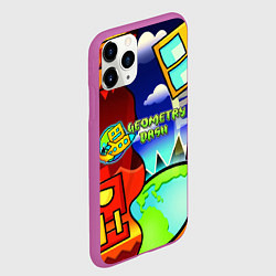 Чехол iPhone 11 Pro матовый Geometry dash world, цвет: 3D-фиолетовый — фото 2