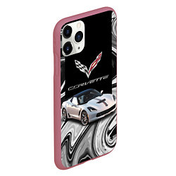 Чехол iPhone 11 Pro матовый Chevrolet Corvette - Motorsport - Racing team, цвет: 3D-малиновый — фото 2